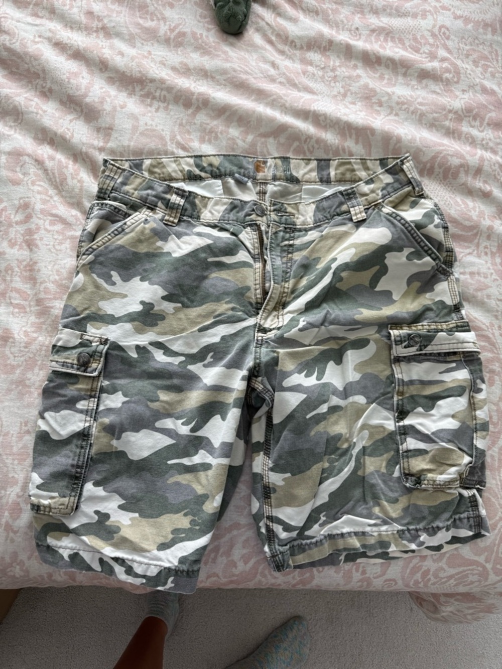 Carhartt Men's Camo Cargo Shorts - Olive, Gray, Tan
